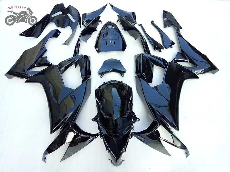 Free customize fairings set for Kawasaki Ninja ZX10R 2008-2011 all glossy black ABS plastic fairing kit ZX-10R 08 09 10 11