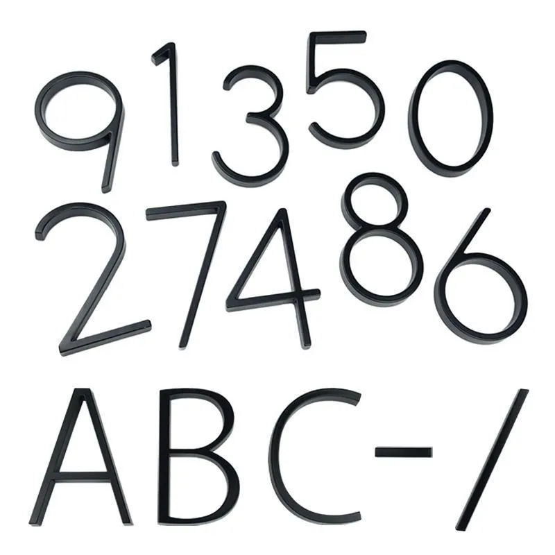125mm House Number Letters Door Alphabet Numeros Casa Exterior Outdoor  Black Numbers Address Plaque Outdoor Door Plates Hardware