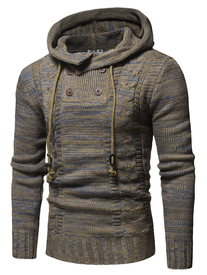 Half button cheap drawstring hooded sweater