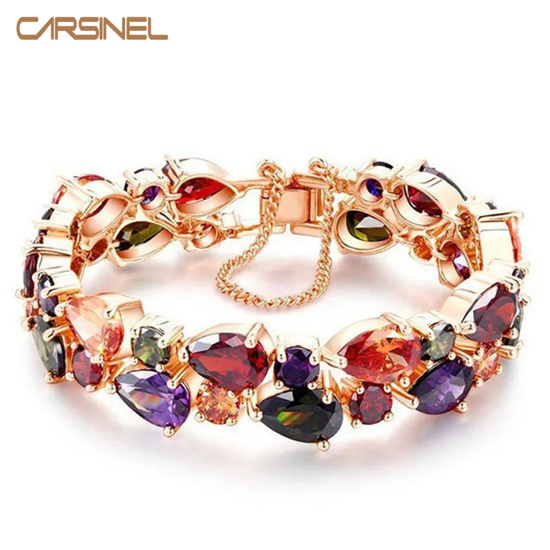 CARSINEL Trendy Charm CZ Armband Rose Gold Farbe Mona Lisa Armreif Bunte Freundschaft Armband für Frauen Schmuck Großhandel