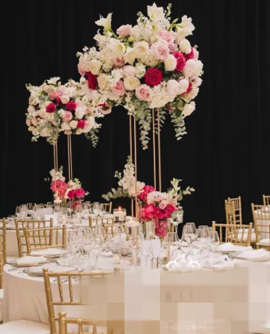 Nieuwe stijl bruiloft zijde rose kunstbloem bal floral tafel centerpieces decor1128