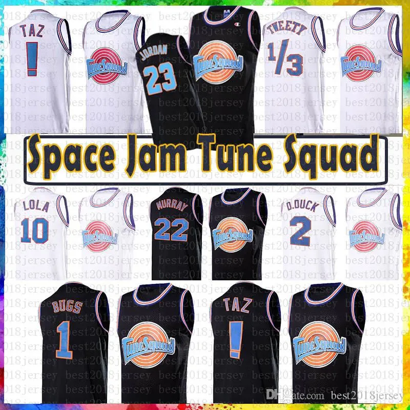 Mens Taz 1/3 Tweety Tune Squad Space Jam 1 Bugs Bunny Movie Jersey Masculino Infantil 23 Michael 22 Bill Murray 10 Lola 2 D.duck Basquete