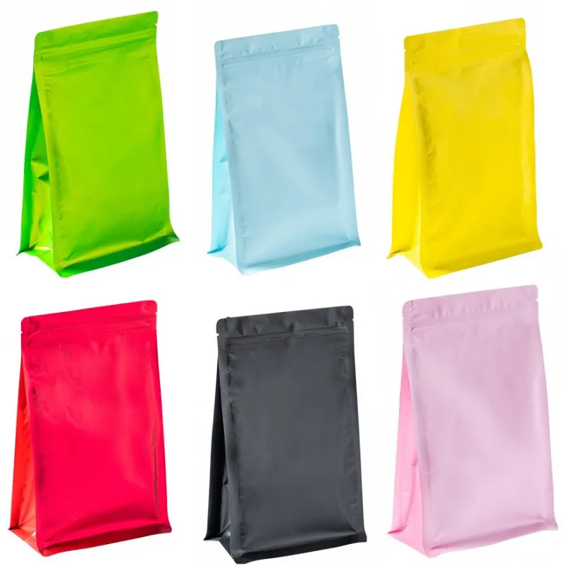 50 PCS / lote Folha de alumínio saco Oito Side selado folha de alumínio Snack Bag Matte Tea Food Packaging Bag