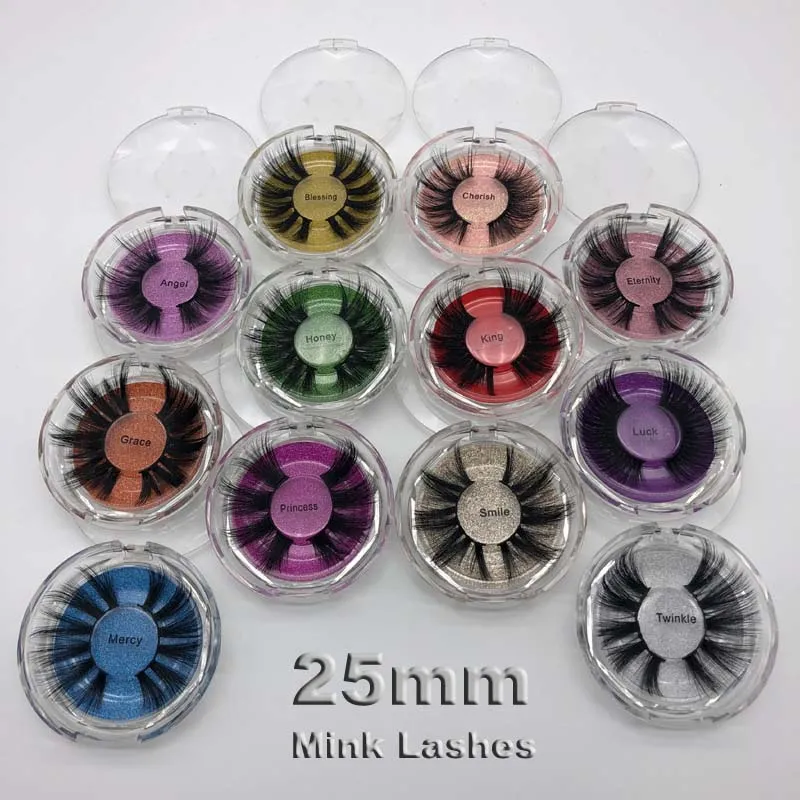 Partihandel Lång Dramatiska Mink Lashes 25mm Real Mink Eyelashes 25mm 3D Mink Big Eyelashes Costom Box