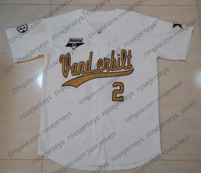 2024 NCAA Vanderbilt Commodores Baseball Jersey Black White Dansby Swanson Walker Buehler David Price Bryan Reynolds Pedro Alvarez