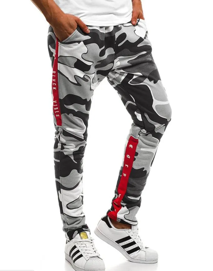 Men's Sports Pants European Code New Camouflage Printed Casual Pants Designer Men's Autumn Mid-rise Straight Trousers