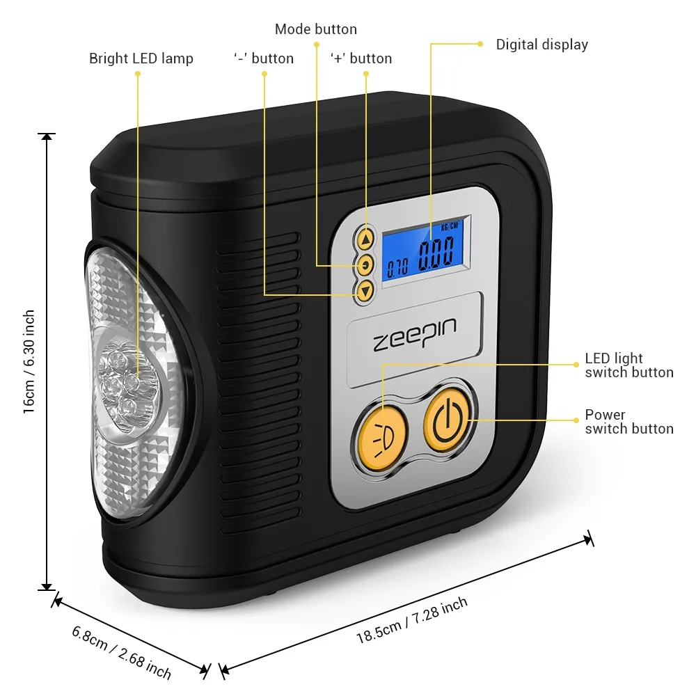 Zeepin JJ 981 DC 12Vオートエアコンプレッサーポンプ150 PSI