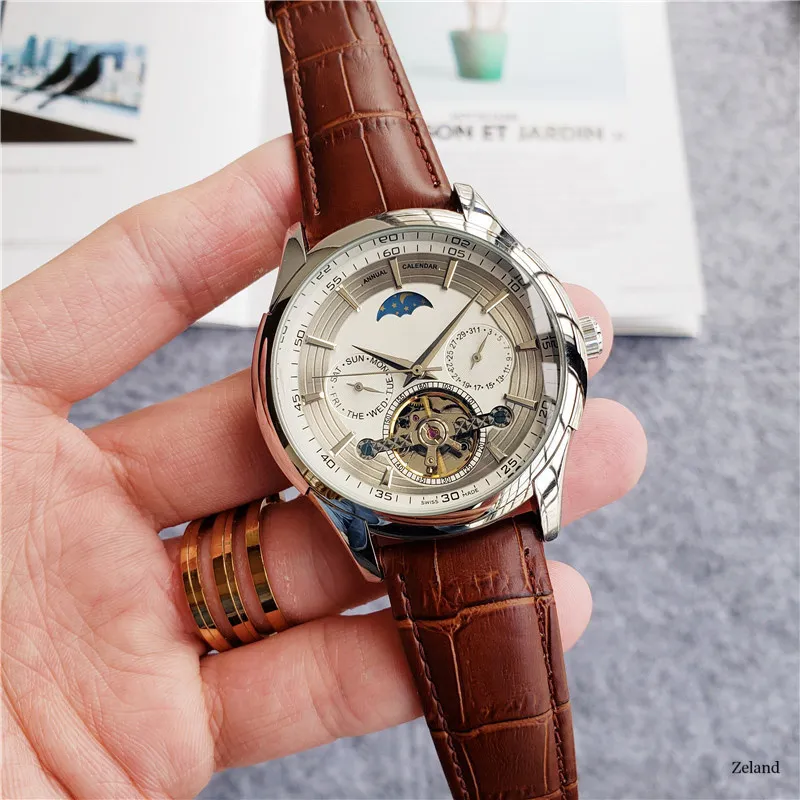 Luxury Mens Automatic Watch With Leather Montgomery Straps And