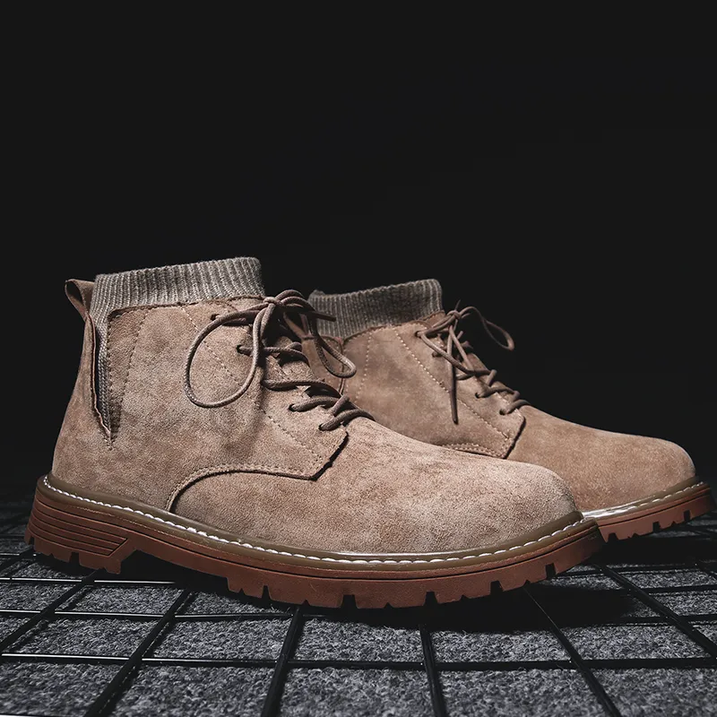 Designer en s Boots Spring and Autumn British Leisure Workwear Shoes Three Colors Optional Black Khaki Br