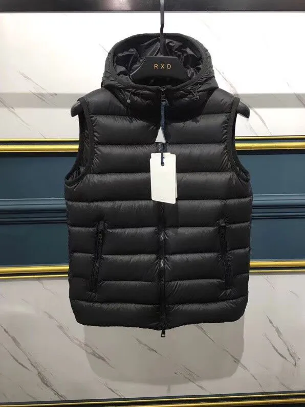 Moda de 2018 Mens Outono e Inverno Designer revestimentos de alta qualidade com capuz de Slim White Goose Down Vest Aqueça Casual Down Vest Tamanho S-2XL