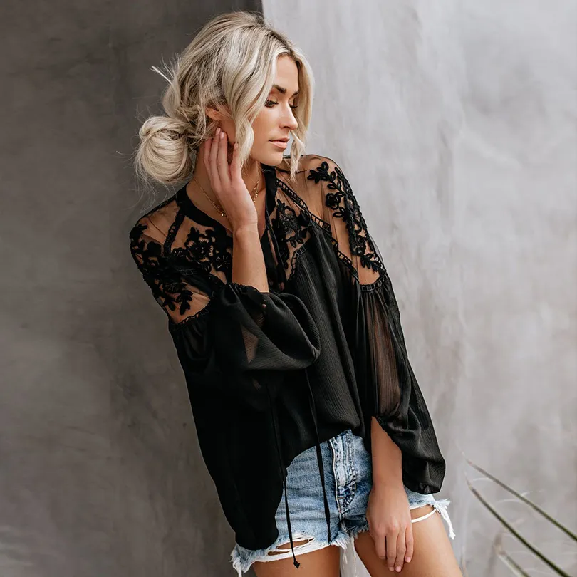 2019 New Wome V neck Embroidery Floral Tops Fashion Ladies Summer Casual Blouse Loose Shirts