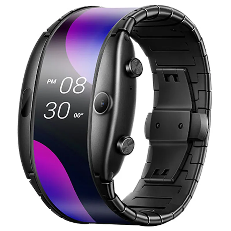 Oryginalny Nubia Alpha Smart Mobile Phone Watch 4.01 "Składany Elastyczna Elastyczna Snapdragon Wear 2100 Quad Core 1 GB RAM 8 GB ROM 5MP Wristwatch