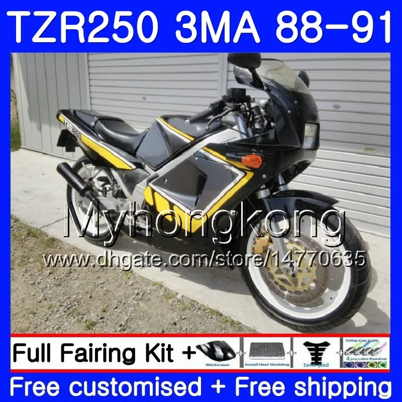 Kit för Yamaha TZR250RR TZR-250 TZR 250 88 89 90 91 Svart gul ny kropp 244HM.29 TZR250 RS RR YPVS 3MA TZR250 1988 1989 1990 1991 Fairing