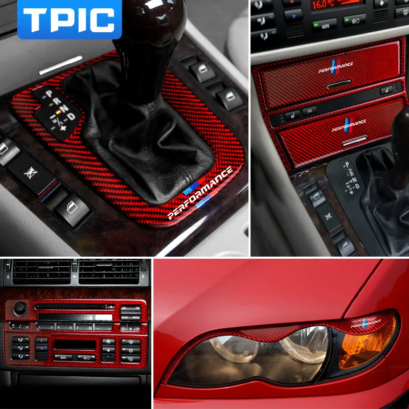 ل BMW E46 ألياف الكربون سيارة الداخلية لوحة القيادة أداة تقليم التحكم المركزية إطار لوحة تخزين مربع ديكور 1998-2004 3 سلسلة