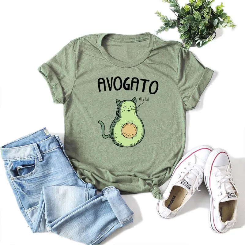 Kawaii Avocado Druck Frauen T Shirt Harajuku Lustige Kurzarm Tops Streetwear Cartoon Basic Tee Große Größe T-shirt Frau Kleidung