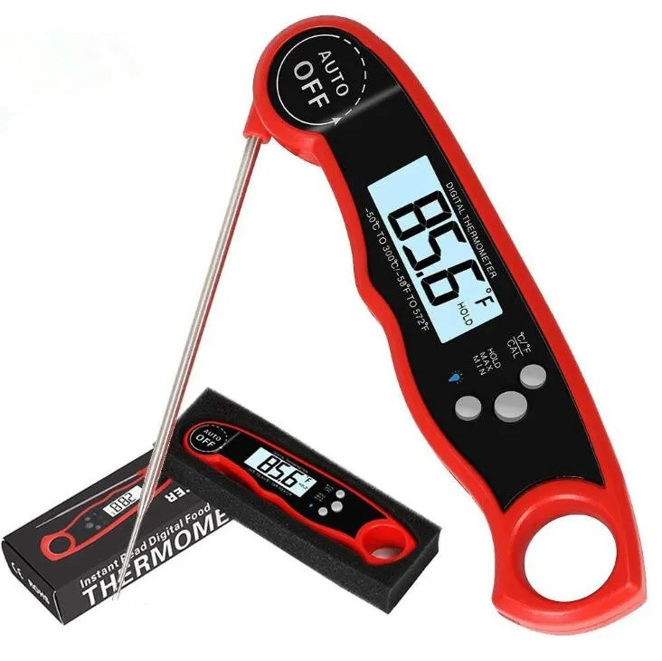 Vattentät LCD Digital Instant Läs kötttermometer Kök Mat Matning Termometer Bakgrundsbelysning Elkött Termometer Probe BBQ Grilling