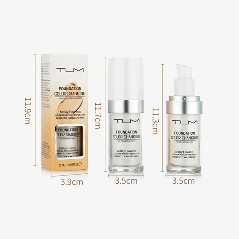 Prezzo di fabbrica TLM FOUNDATION CHE CAMBIA COLORE E REGOLAZIONE DEL FONDOTINTA LIQUIDO Tutto il giorno Flawless Makeup Concealer 1oz