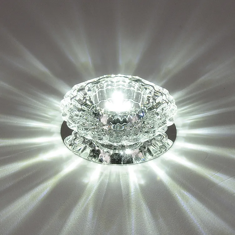 Crystal Ceiling Lights Modern 3W 5W LED Aisle Lamp for Living Room Corridor Spotlights Chandelier Light Polished Steel White Lampshade E17 Base