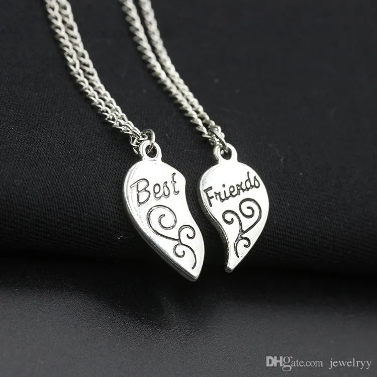 Collana con ciondolo Love Peach Heart Best Friends Cuore spezzato migliori amiche collane a catena madre e figlia Gioielli in lega per regalo 1 set = 2pz