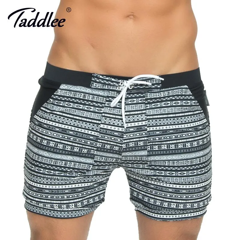 Бренд Taddlee, мужские пляжные шорты-боксеры, купальный костюм, традиционный базовый, большой размер, XXL, с высокой посадкой, купальники для купания
