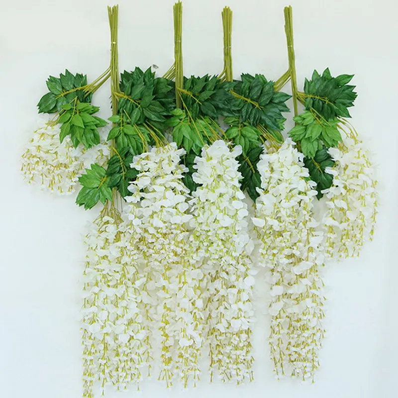1 SET 12 pezzi 110 cm seta artificiale glicine finto giardino appeso fiore pianta vite casa decorazione evento festa nuziale