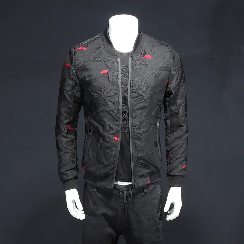 Tops para hombres europeos y americanos chaquetas estampadas Uniformes de béisbol bordados personalizados, atractivos y delgados, a la moda, cuello alto, chaquetas casuales que combinan con todo