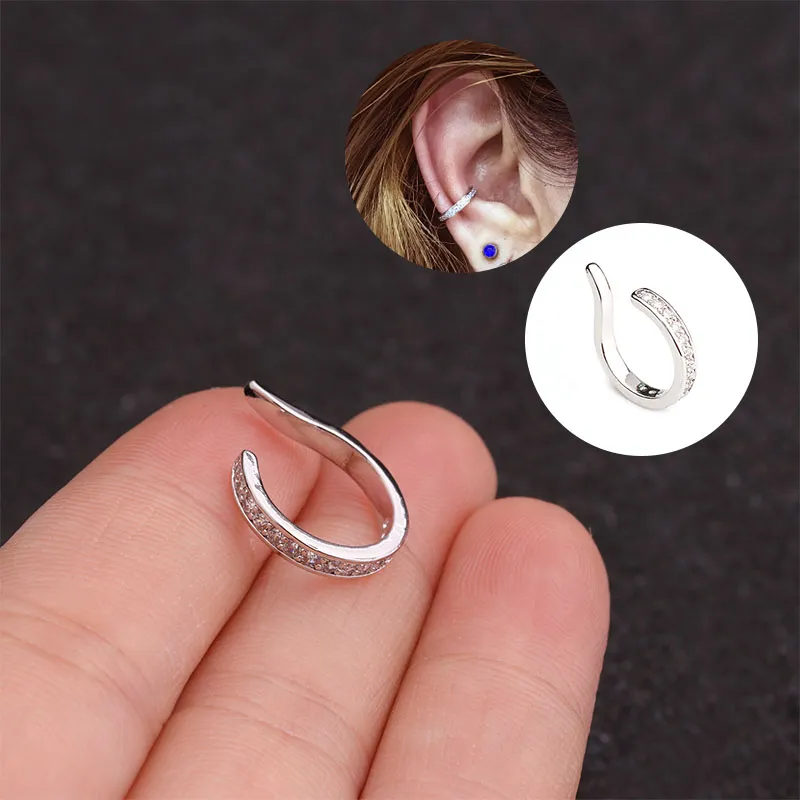 1 PC Ajustável CZ Crystal Cartilagem Orelha Ear Envoltório Sem Piercing Earcuff Conch Brinco Falso Piercing Jóias