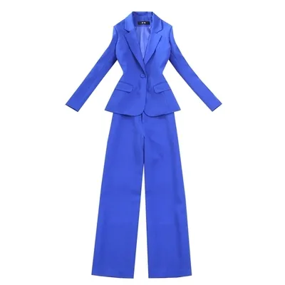 New Blue Red Pant Suits Fashion Blazer Suits Womens Suit Jacket Wide Leg  Pants Two Sets Business Professional Suit Trousers From Alluring, $144.05