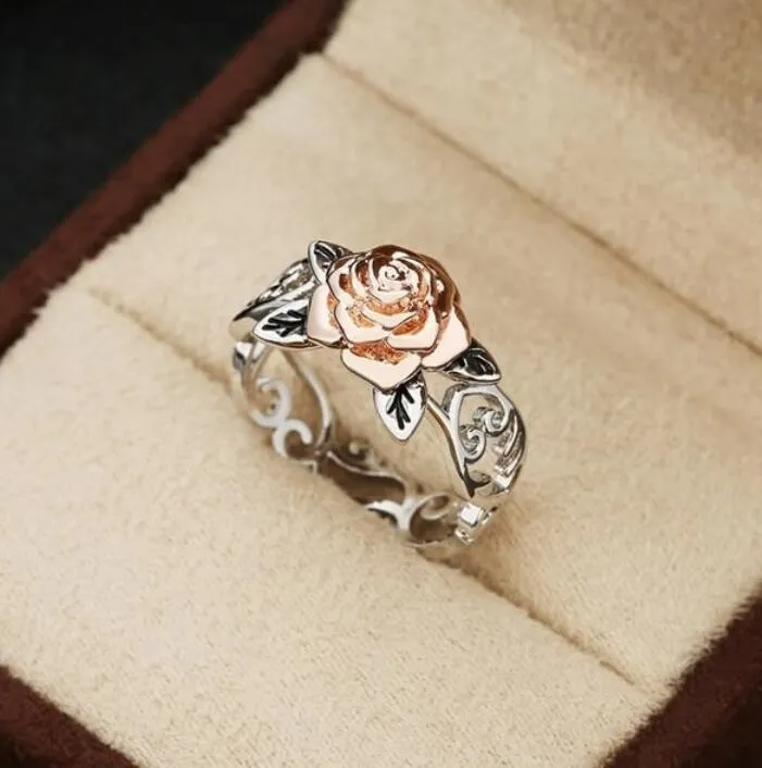 Bague Fleur En Or Rose 14 Carats Retro Europeen Et Americain En Argent 925 Du 14 22 DHgate