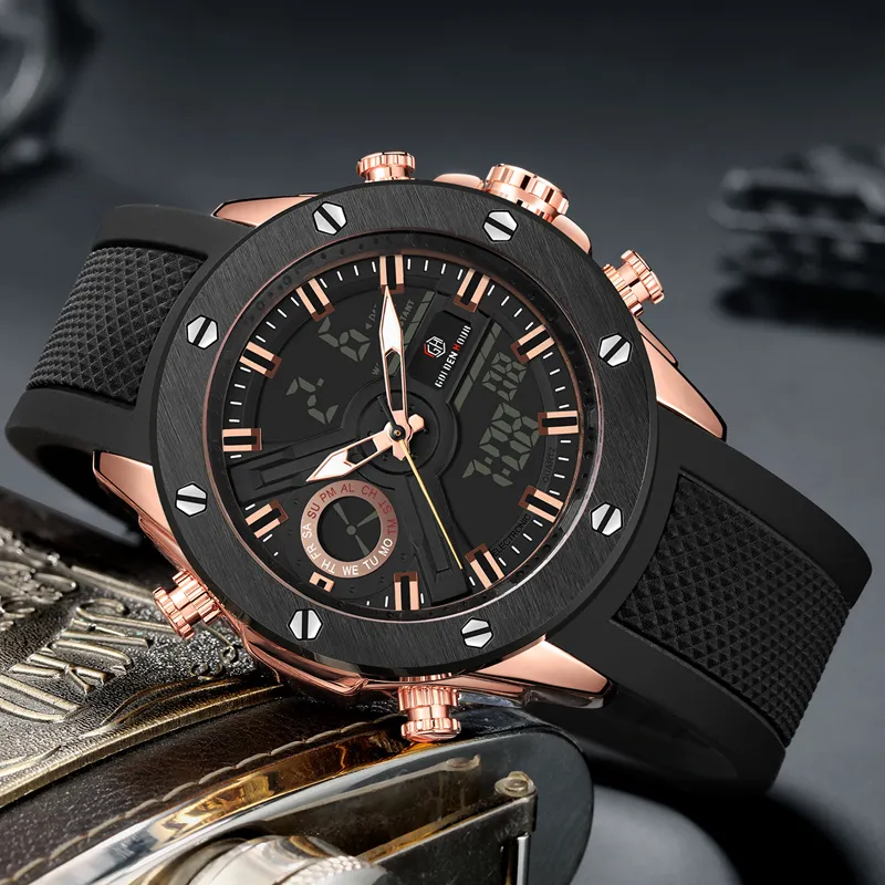 Reloj Hombre GOLDENHOUR Mode Sport Männer Uhr erkek kol saati Automatische Digitale Armee Militär Mann Uhr Relogio Masculino256P