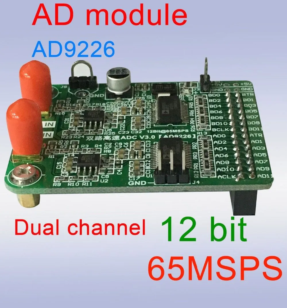 Freeshipping Dual Channel High Speed ​​AD-modul AD9226 Parallell 12-bitars AD 65m Datainsamling FPGA Development Board