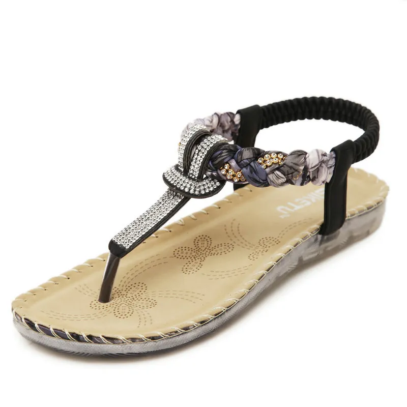 Sandały Letnie Kobiety T-Strap Flip Flops Moda Płaski Komfort Buty Elastyczne Pands Damska Sandal Zapatos Mujer