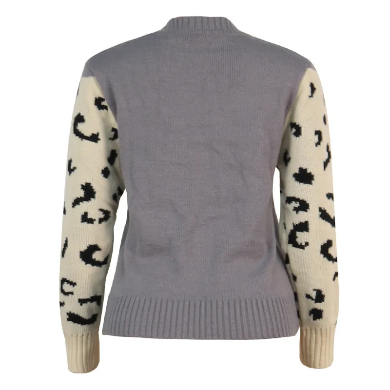 Women Animal Sweater Long Sleeve Patchwork O Neck Fashion Sweater 2020 Spring Autumn Lady Clothes