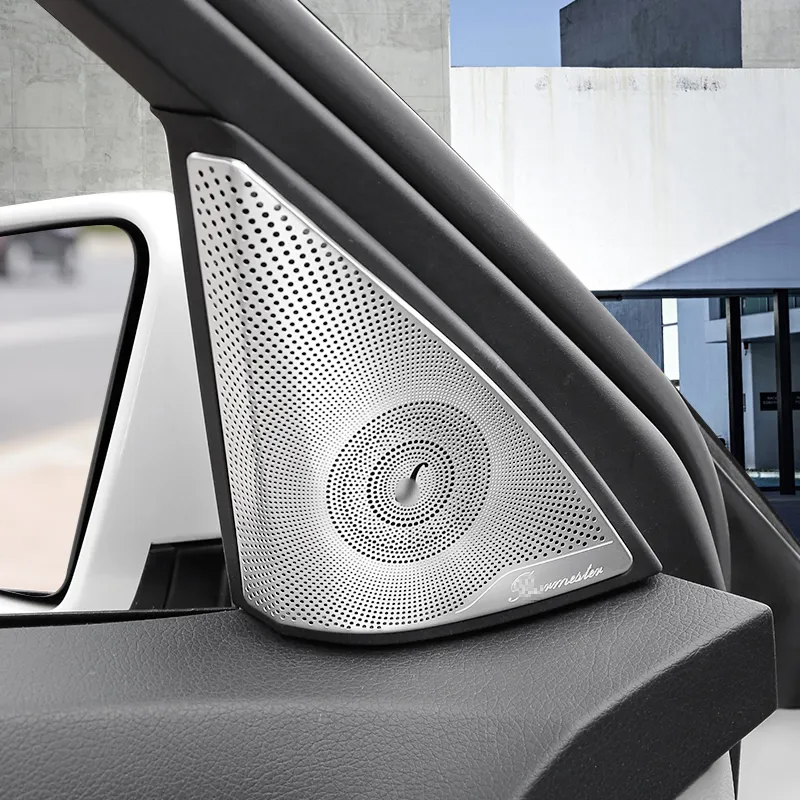 Für Mercedes Benz C-Klasse W206 2022 Edelstahl Silber Auto Audio  Lautsprecher Abdeckung Tür Lautsprecher Abdeckung Hupe Trim Auto Zubehör