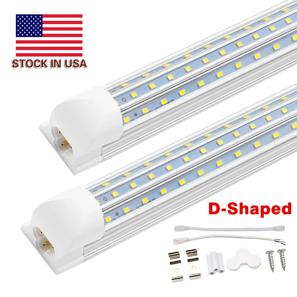 Led Tubes D-Shaped V-Shaped 4ft 5ft 6ft 8ft Cooler Door T8 Integrated Leds Tube Triple Row Led Lights 100-305V Stock In US Shop garage warehouse store