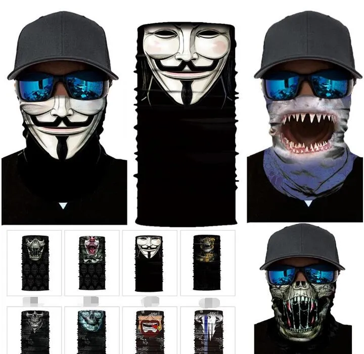 Halloween Skeleton Face Mask Scarf Joker Headband Balaclavas Skull Masquerade Masks for Ski Motorcycle Cycling Fishing Outdoor Sports GD492