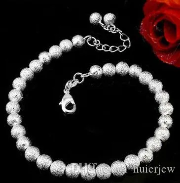 Bracelet Bracelet pour Femmes Hommes Femmes Bijoux De Mode 925 Plaque En Argent Sterling Sur AlloyChain Perle Boule Charme Bracelets Bracelets