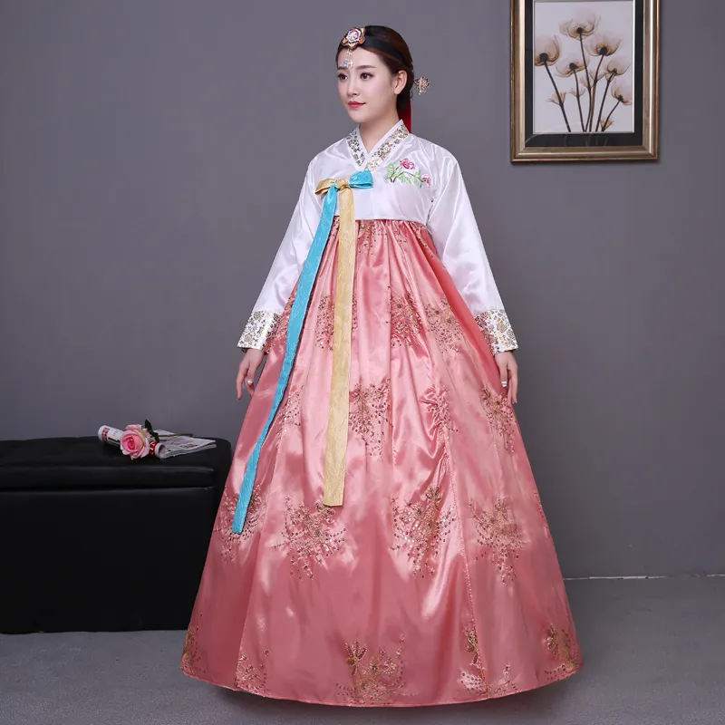 Nuovo abito Hanbok coreano Abiti eleganti tradizionali e antichi femminili Abiti da palcoscenico per spettacoli di danza classica coreana 3127