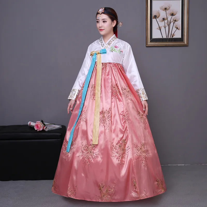 Новое Корееское платье Hanbok Женская Элегантная Традиционная и древняя Одежда Корейский Классический Танцевальный Стадия Одежда 3127