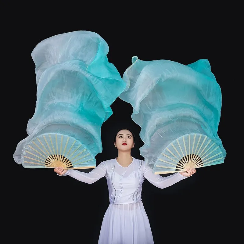 Новое поступление Индивидуальные женские шелковые танцевальные вентиляторы живота вуали павлин вертикальный градиентный свет танца вентилятор пары 1.8mx0.9m (70 "x35")
