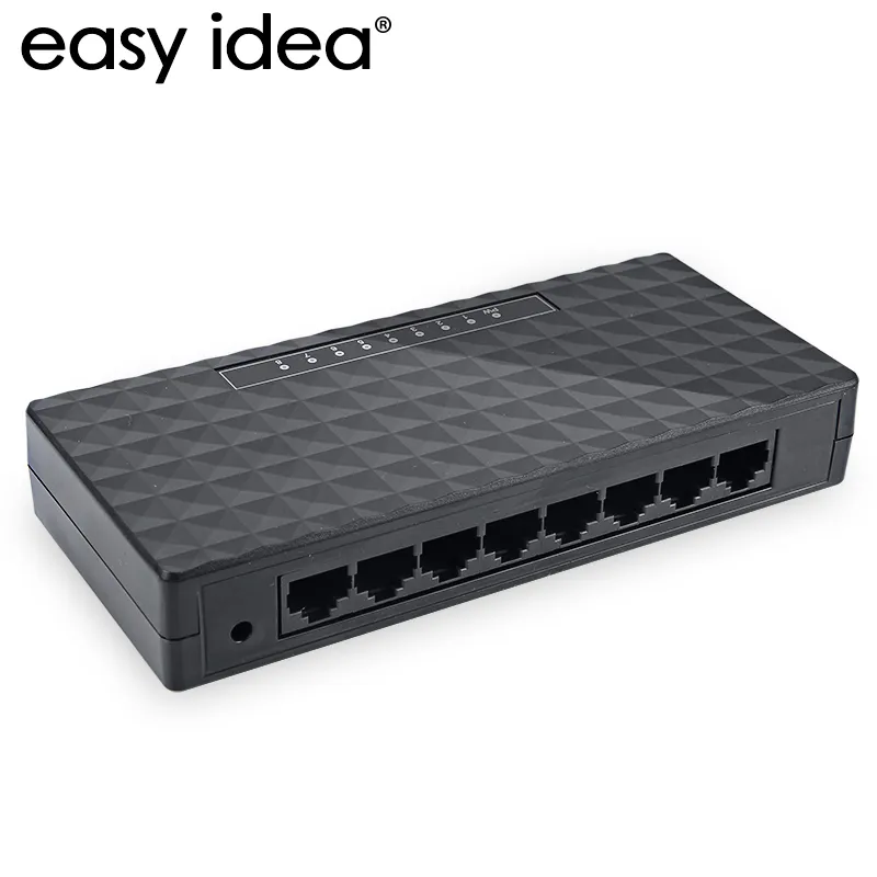 Freeshipping Mini 8 Port 10/100 Mbps Ağ Anahtarı HUB Hızlı LAN Ethernet Ağ Masaüstü Anahtarları Adaptörü Siyah / Beyaz