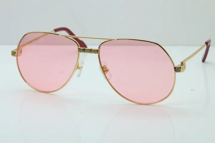 Luxury-2019 Gratis frakt Solglasögon Män Designer 1324912 Glasögon Mode Solglasögon Märke Kvinna Utsökt Glasögon Ram Ny Pink Lens