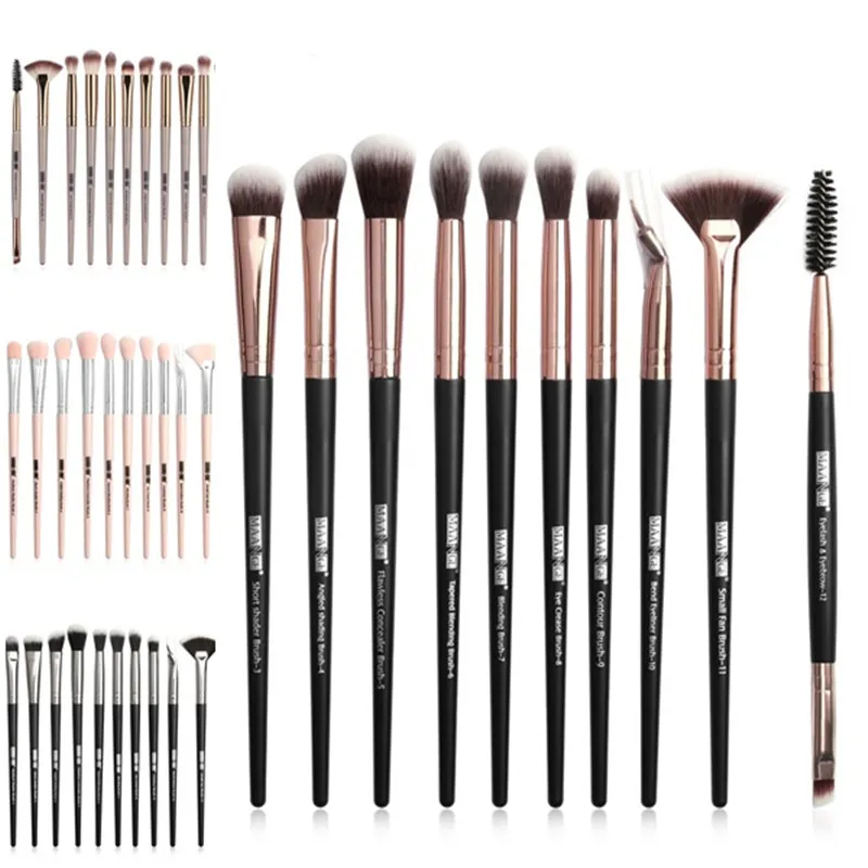 Nya Pro Makeup Brushes Set 12 st / Lot Eye Shadow Blandning Ögonbryn Eyelash Eyeliner Brushes Pincel Maquiagem för smink