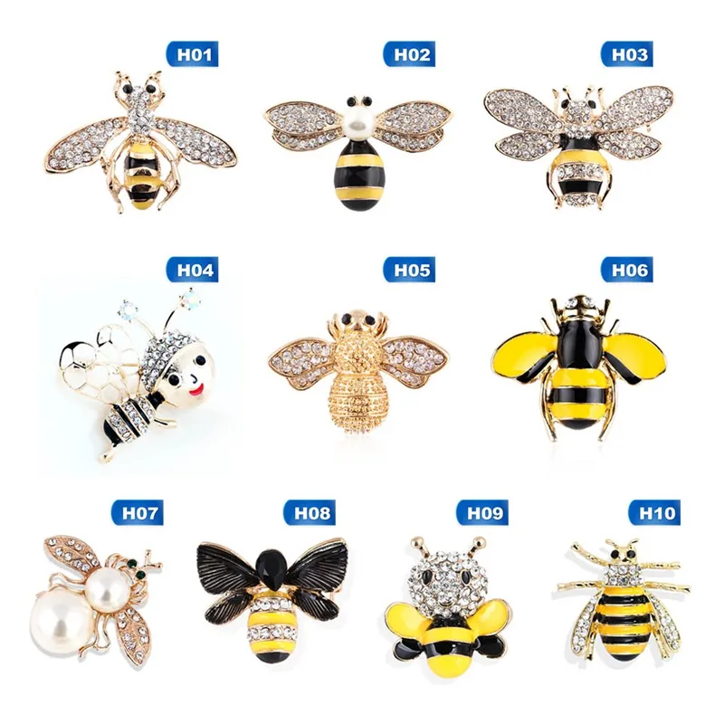 Navachi 18k Gold Plated Crystal Bee Brooch Pin - Colorful Wasp Hornet Jewelry Accessory
