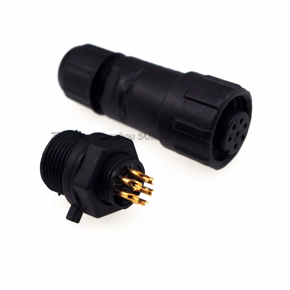 14mm 7 -stift M14 Vattentät anslutning 7PIN KONTAKTER PANPANTYP IP68 AVIATION PLUG Vattentät Adapter Cirkuläranslutning266w