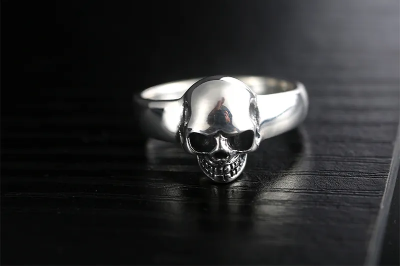 925 Sterling zilveren punk schedel ring mannen vintage ringen voor mannen vrouwen liefhebbers mode coole sieraden hiphop rapper rock ringen