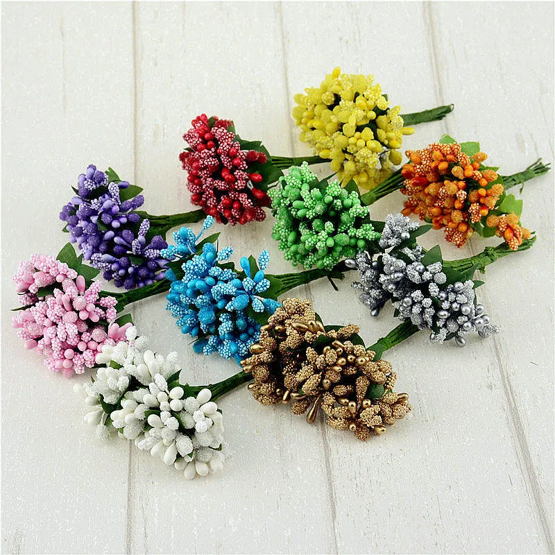 100bouquets 오시 베기 설탕 수제 인공 꽃 웨딩 장식 Diy 화환 바느질 선물 상자 Scrapbooking 가짜 꽃 12PCS / 무리