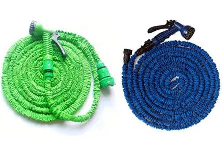 высокое качество 50 футов выдвижной шланг / расширяемый садовый шланг синий зеленый цвет быстрый разъем водяной шланг с водяным пистолетом
