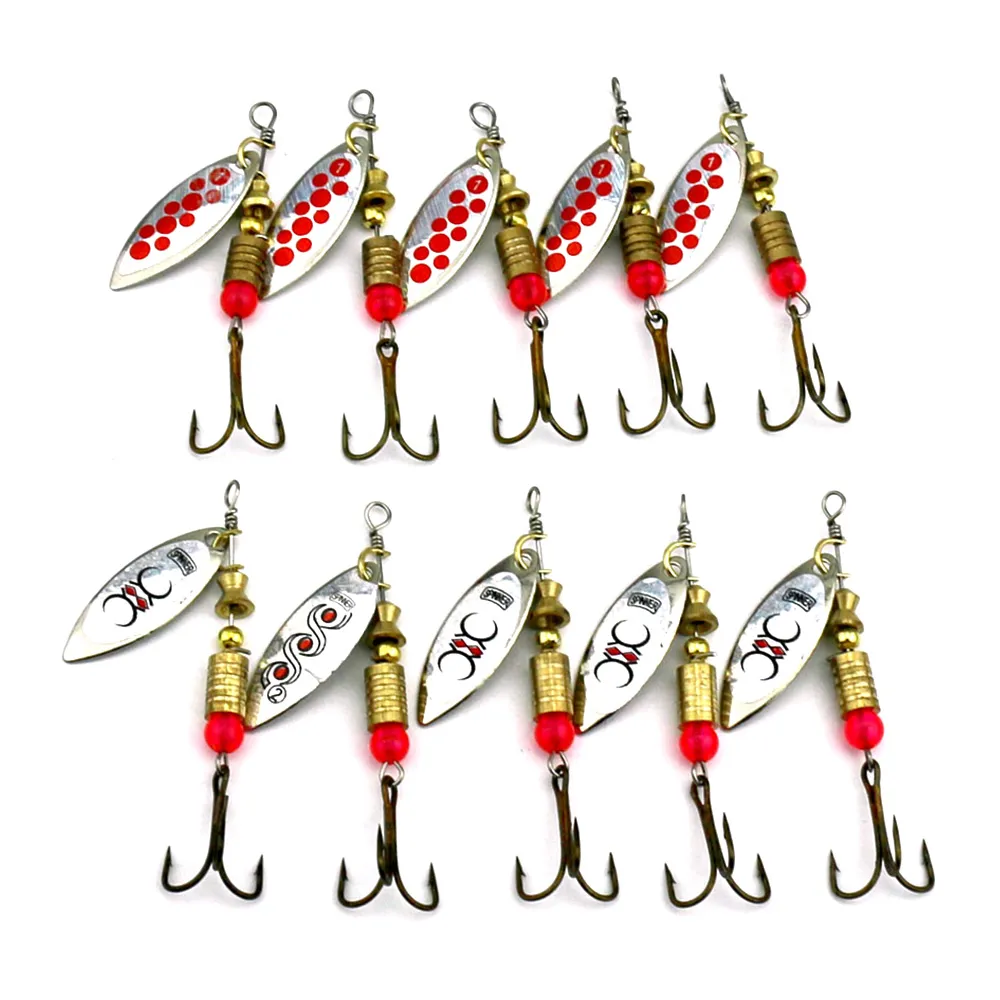 HENGJIA 200PCS/lot Spinner Spoon fishing lure Metal Jig Bait Crankbait Artificial Hard lure with Treble hook 6.5cm 4.7g