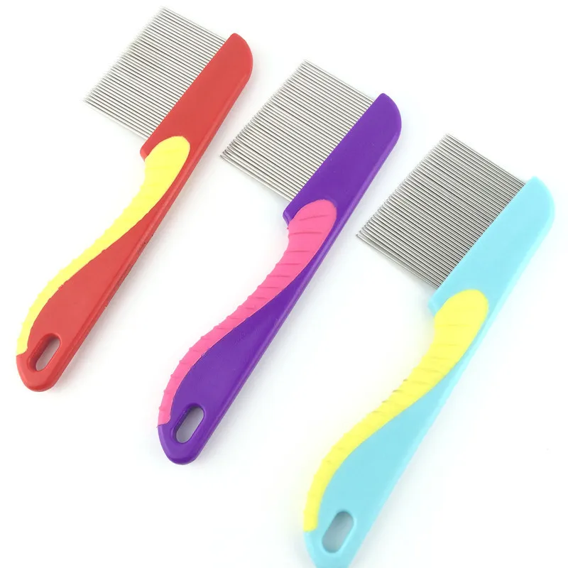 Pet Hair Grooming Comb Flea Brush Pet Handhold Stainless Hair Combs Cat Dog Cleaning Supplies yq01150